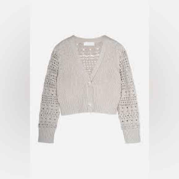 Jonathan Simkhai Ambrose Crochet Cardigan Truffle Beige Sz Xs